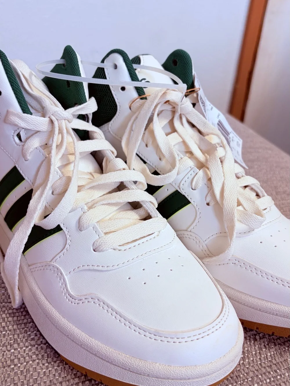 adidas Originals Kids White and Green High-Top Sneakers